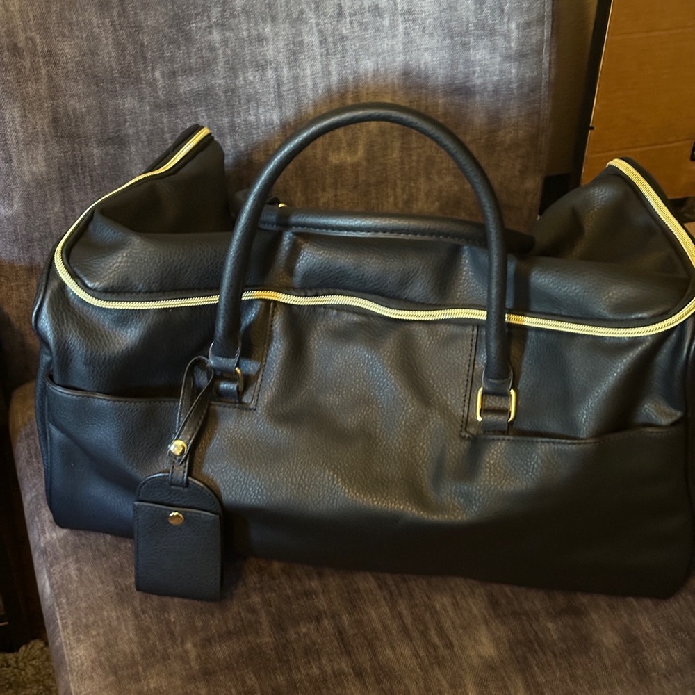 Black Duffle/Garment Bag with Gold Accents